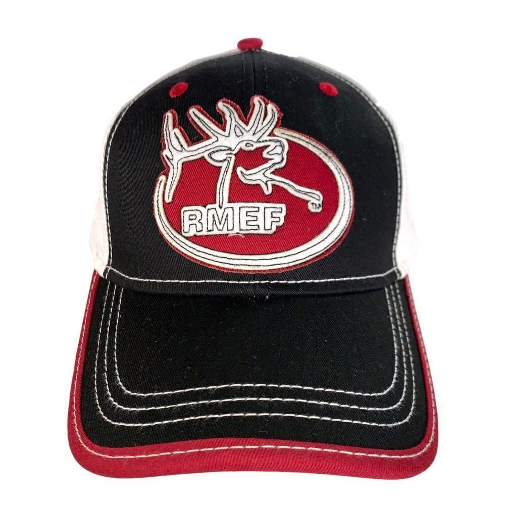 Rocky Mountain Elk‎ Foundation RMEF 5-Panel Hat Black / Red Adjustable OS